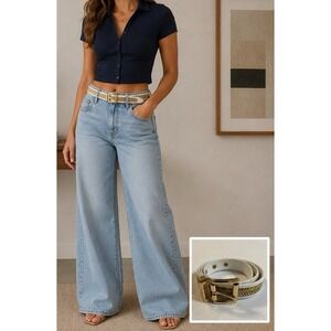 Michael Kors belt (XS) White and Wicker Belt (reversible)